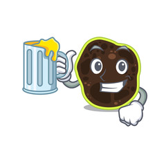 A cartoon concept of firmicutes with a glass of beer