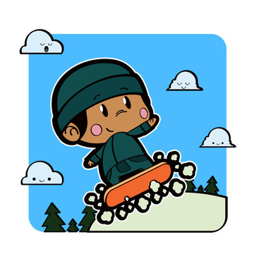Menino esquiando