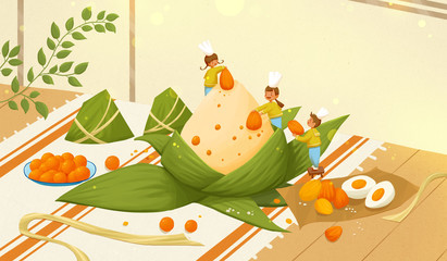 Illustration of dumplings for Dragon Boat Festival.
