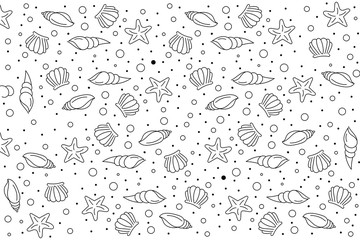 Fototapeta na wymiar Lineart Hello summer doodle set decoration element. Pattern Summer Doodle vector illustration background