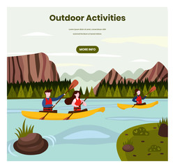 Obraz na płótnie Canvas Outdoor activities vector web banner design template