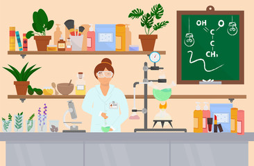 Organic laboratory, vector flat style design illustration