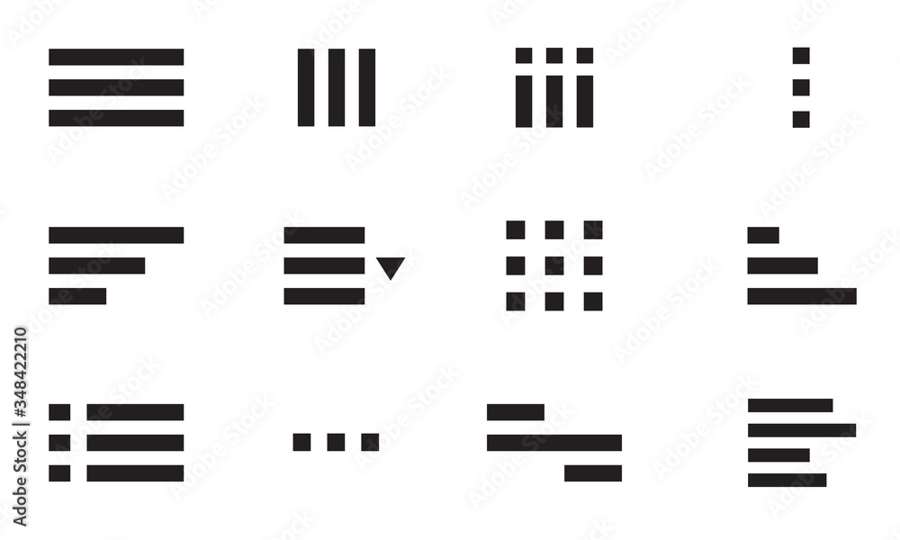 Poster minimal hamburger menu set. ui design elements collection. website navigation icon for apps