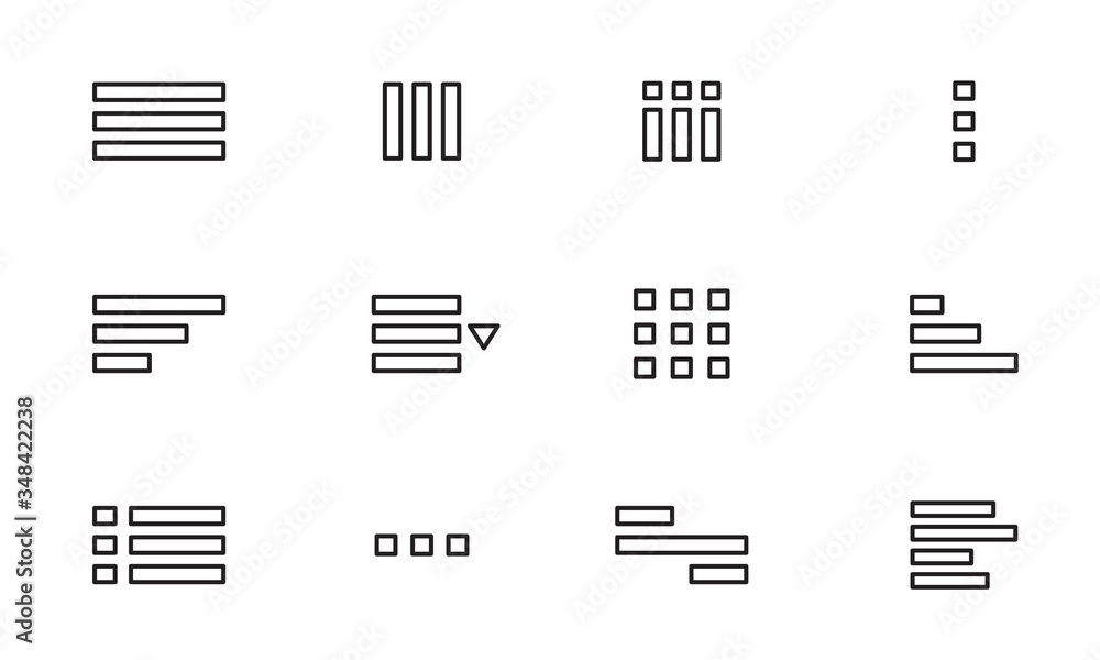 Poster hamburger menu outline icon set. navigation button for ui design