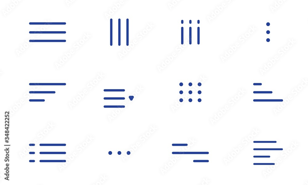 Poster minimal hamburger menu blue buttons set. ui design icons collection.