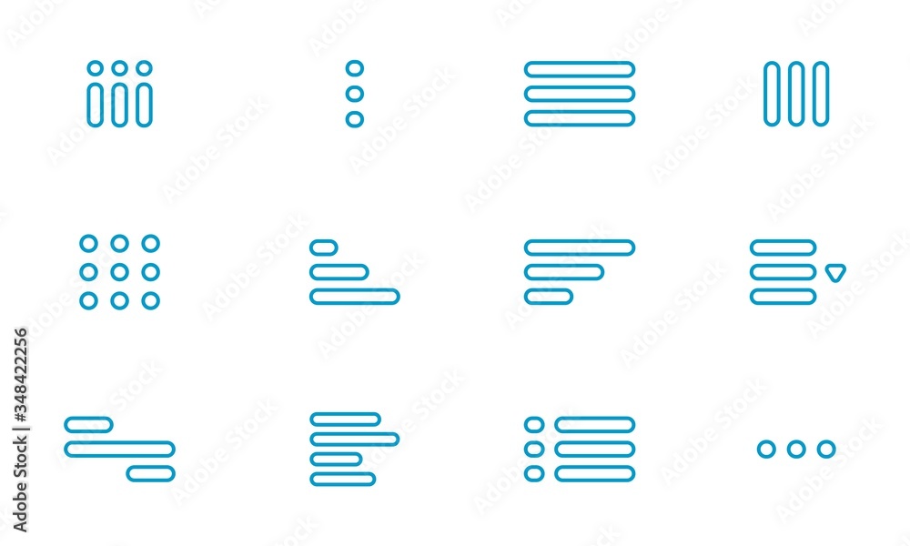 Poster hamburger menu outline icon set. navigation button for ui design