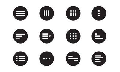 Website menu icon set. Hamburger buttons in circles