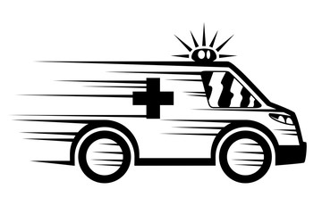 Black ambulance icon on a white background. © Lenan