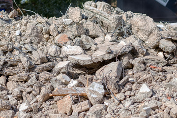 Destroyed and crushed concrete.