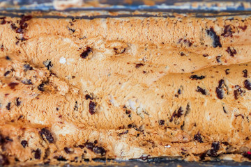 Abstract blur background,Picture of fruit ice cream in a container that is homemade ice cream With the products of fruit that are grown by oneself in order to get ice cream that is good for health