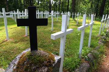 crosses at the Finnish military cemetery in Karelia