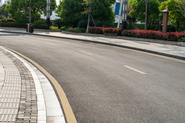 Empty urban road and buildings in China