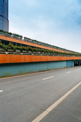 Empty urban road and buildings in China