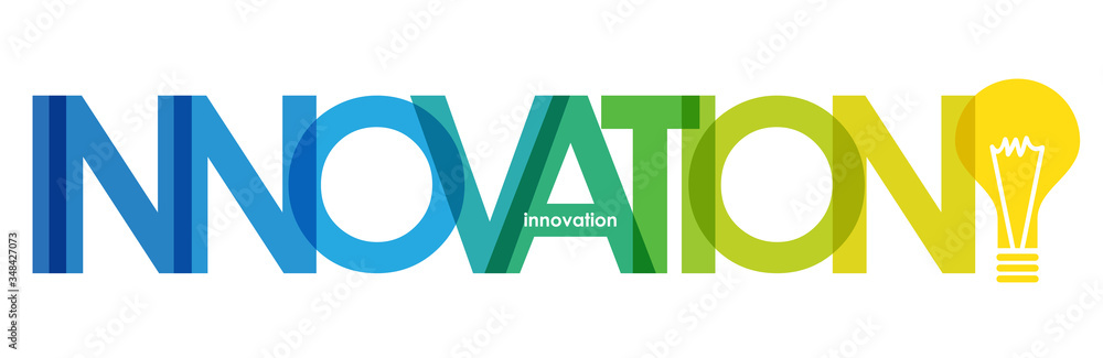 Poster innovation colorful gradient vector typography with light bulb symbol