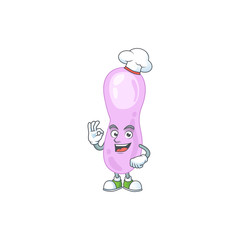 Clostridium botulinum chef cartoon drawing concept proudly wearing white hat