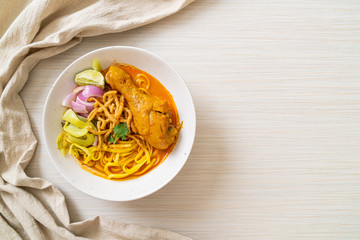 Northern Thai noodle curry soup with chicken