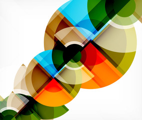 Obraz premium Abstract background, circle and triangle design round shapes overlapping. Geometric trendy template. Vector Illustration For Wallpaper, Banner, Background, Card, Book Illustration, landing page