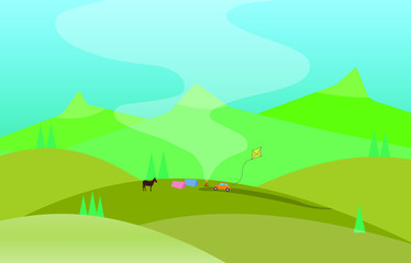 Obraz premium summer landscape with mountains