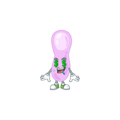 Cute rich clostridium botulinum mascot character style with money eyes