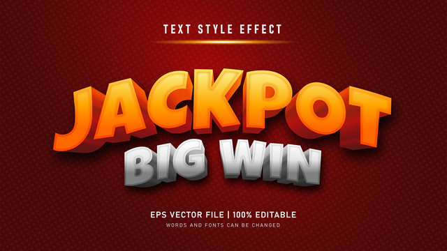 Jackpot big win text effect. editable text effect