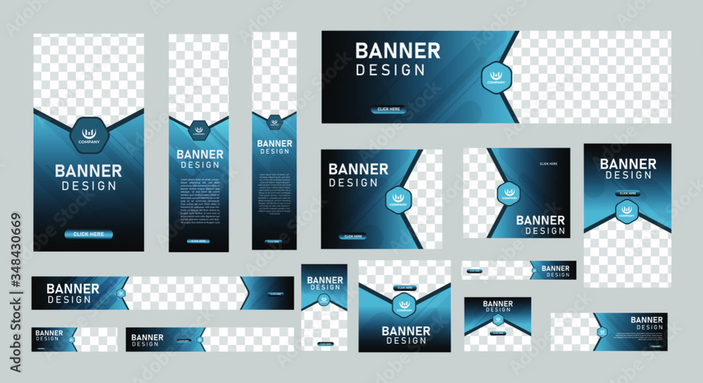 Wall mural set of abstract web banners of standard size with a place for photos. business ad banner. vertical, 