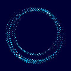 Halftone dots in circle form. Round logo or icon. Vector dotted frame as design element