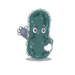 Smiley doctor cartoon character of thermotogae with tools