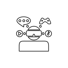 Virtual reality gaming, entertainment concept. VR headset icon in flat design style.