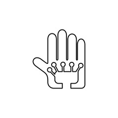 Robotic arm icon. Bionic hand sign.