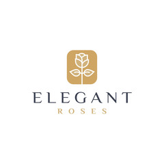 Elegant Flower Rose  Logo Design Template For Beauty Yoga Spa Company