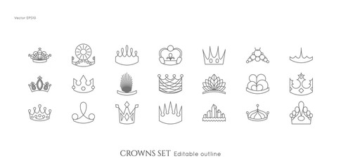 Linear logo Crown  Vector