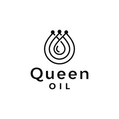 Premium Oil Crown Logo Design Template With Line Style