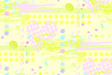 the heart seamless pattern is drawn in the free hand style on blue background