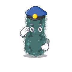 Police officer cartoon drawing of thermotogae wearing a blue hat