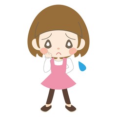 頬に手を当てて眉を下げる女の子