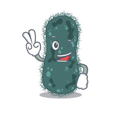 Happy thermotogae cartoon design concept show two fingers