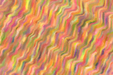 Pink, yellow and blue waves Wax Crayon abstract paint background.