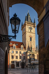 Fototapeta na wymiar view of the Prague Astronomical Clock without people. Covid-19. Orloj.
