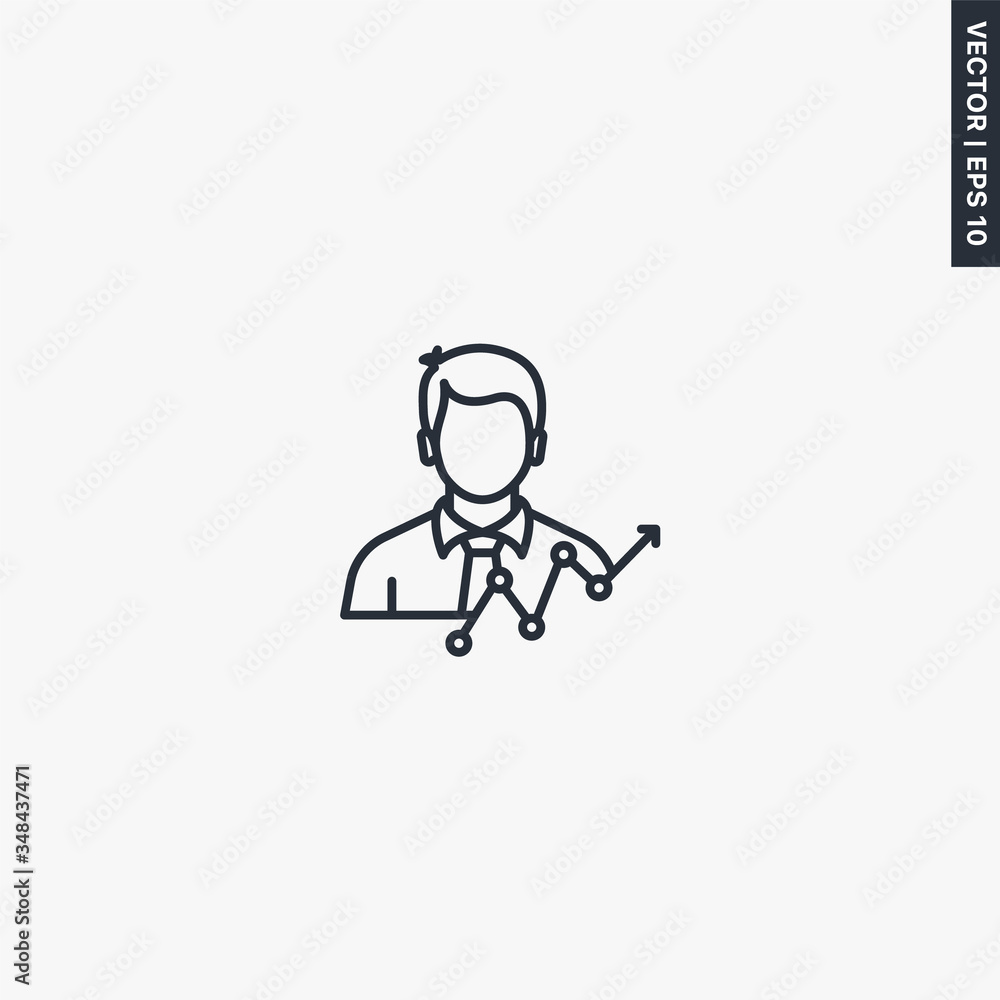 Poster analyst, linear style sign for mobile concept and web design