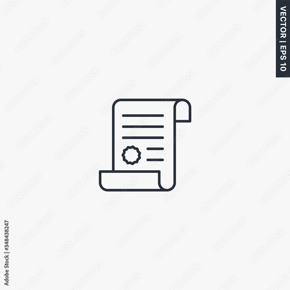 Poster contract, linear style sign for mobile concept and web design