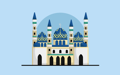 Islamic mosque in flat style illustration