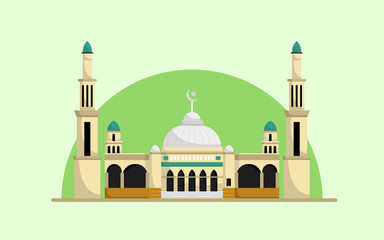 Muslim mosque building illustration in white background.
