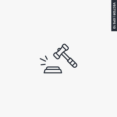 Hammer judge, linear style sign for mobile concept and web design