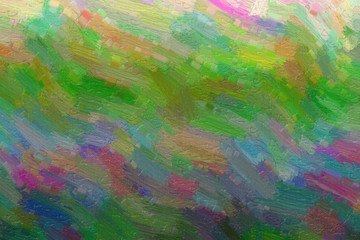 Green and blue waves Bristle Brush abstract paint background.