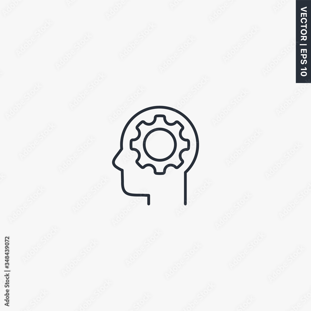 Poster intellective, linear style sign for mobile concept and web design