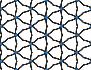 Fototapeta premium Seamless geometric pattern, texture or background vector in white, black, blue colors.