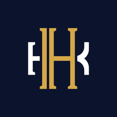 Initial Letter HK KH Monogram Logo Design
