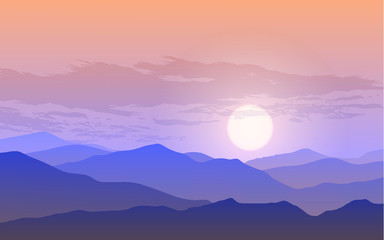 Fototapeta na wymiar cloudy sunset over mountains