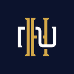 Initial Letter HN NH Monogram Logo Design
