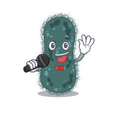 cartoon character of thermotogae sing a song with a microphone